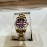 Log series burgundy dial with diamonds 31mm gold dial